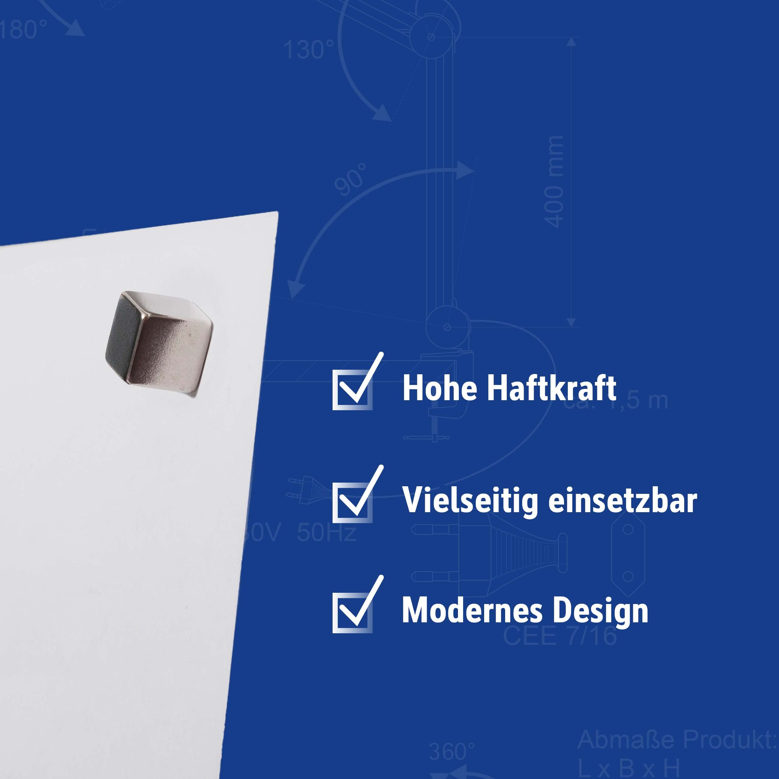 MAUL Magnes Neodymowy w Kształcie Kostki – Magnes O Dużej Przyczepności do Wszechstronnego Zastosowania – Silny Magnes O Eleganckim i Nowoczesnym Wzornictwie – 10 X 10 X 10 Mm – Opakowanie 10 Sztuk –