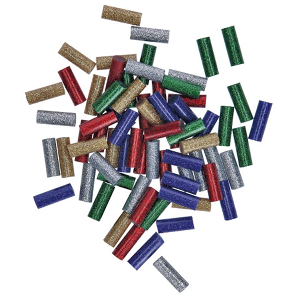 Pistolet à colle chaude sans-fil Bosch - Gluey (Livré avec 20 x mini-sticks de colle, 2 x batteries rechargeables et 1 chargeur USB) + Bâtons de colle scintillants - 70 pièces
