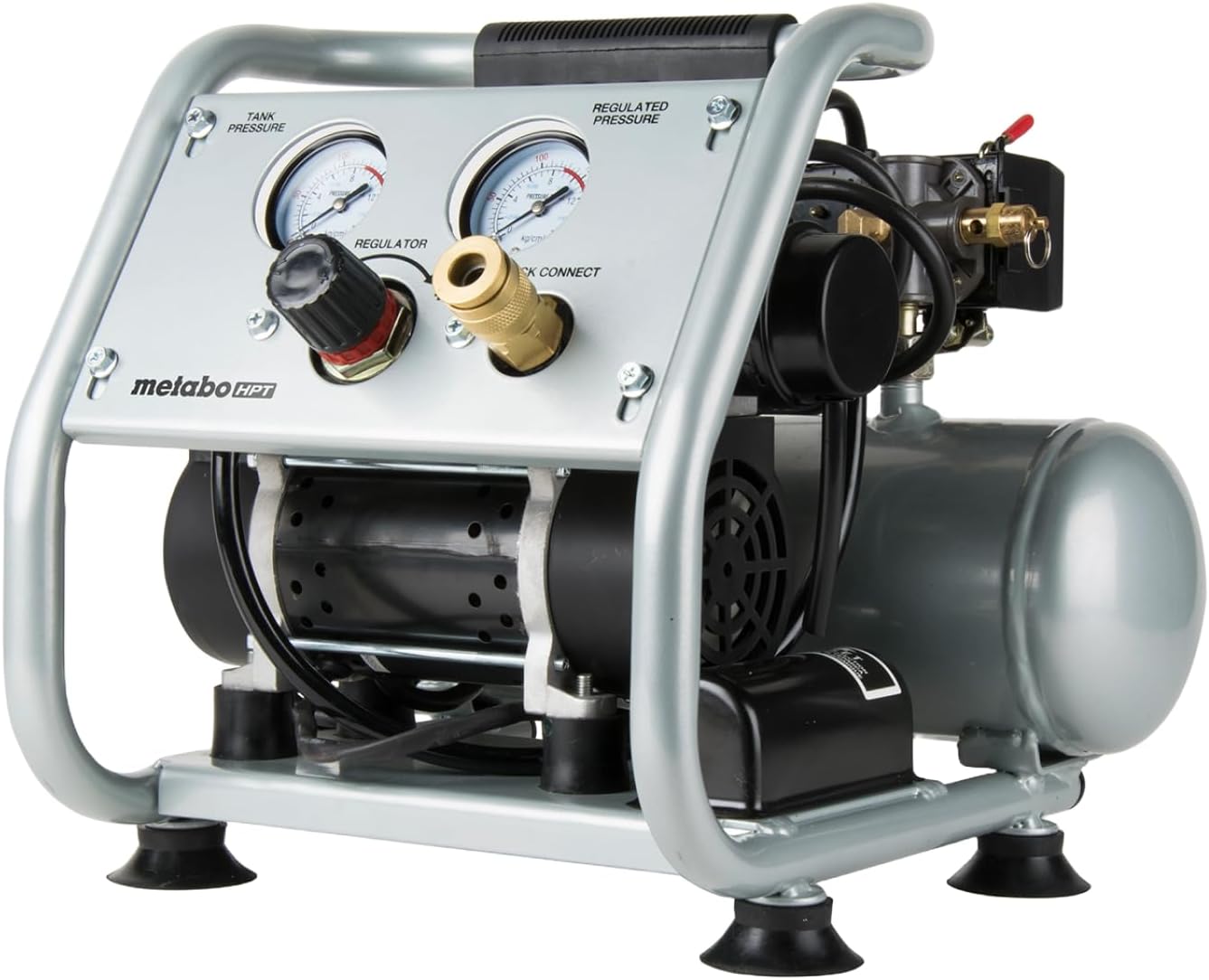 Metabo HPT Quiet Air Compressor, Portable 1 Gallon Oil-Free Air Compressor, Ultra-Quiet Operation at 59 dB, Universal Quick Coupler for Fast Tool Changes, Compact and Lightweight, EC28M EC28M Only