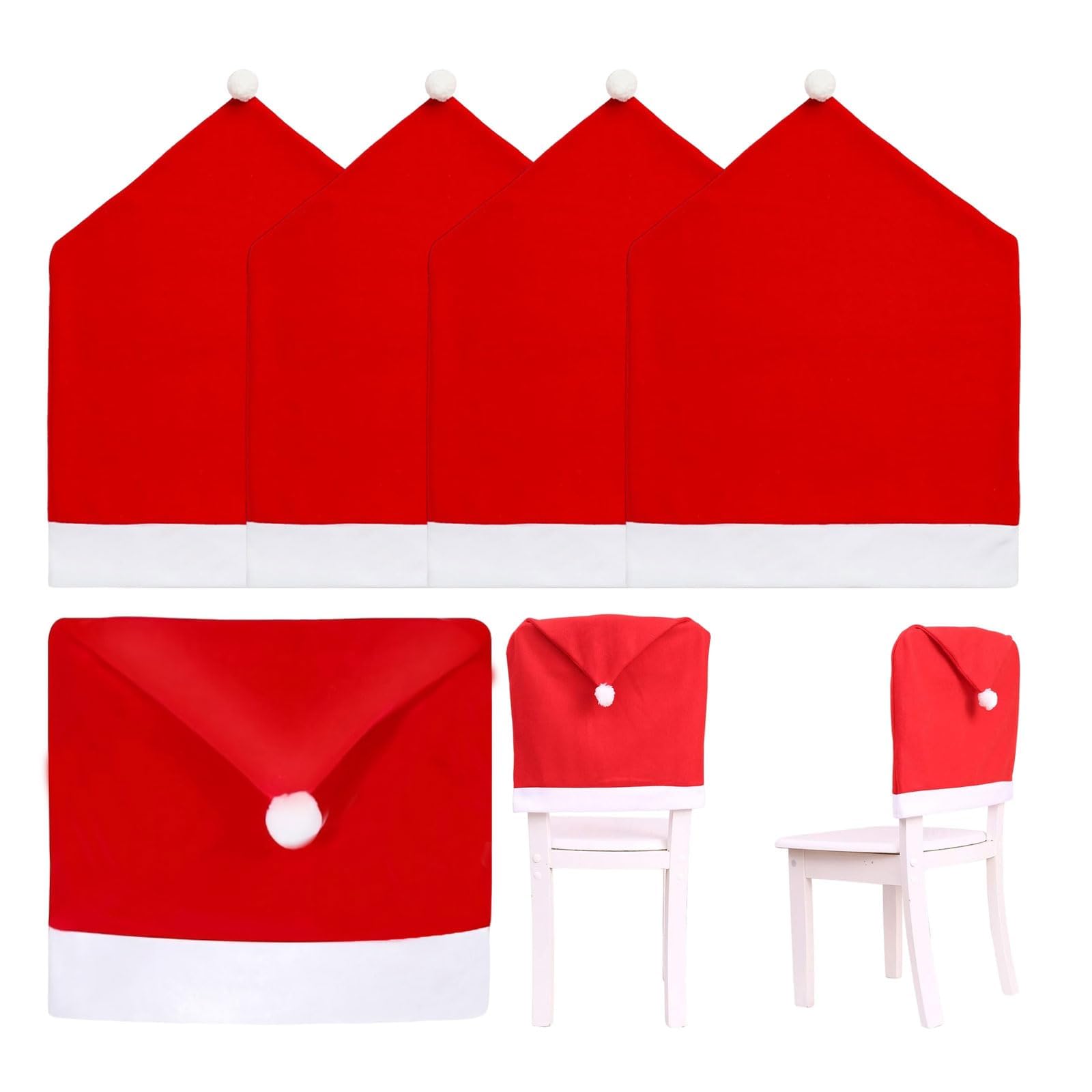 4 Fundas para sillas para Navidad, 50 x 60 cm, Funda para Silla de Navidad, decoración de Navidad
