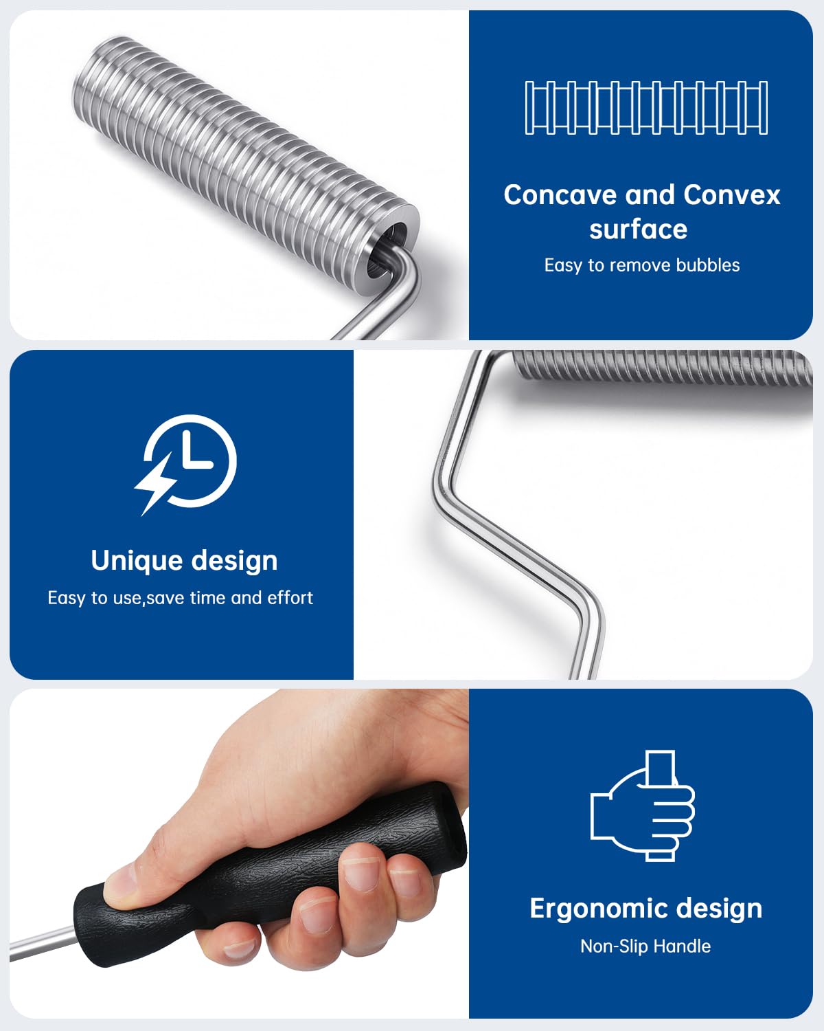 Glasvezelroller, Aluminiumlegering Glasvezel Aceton Wasbaar Lamineren Bubble Roller Tool 21×100mm Diameter Voor Badkuip Douche Bad Bootreparatie