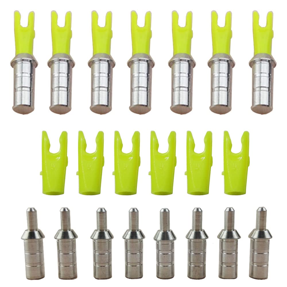 AMEYXGS 50x Cocche di Freccia con Perni in Alluminio Freccia Tails di Plastica Taglia S L per ID 4.2/6.0/6.2mm Albero della Freccia