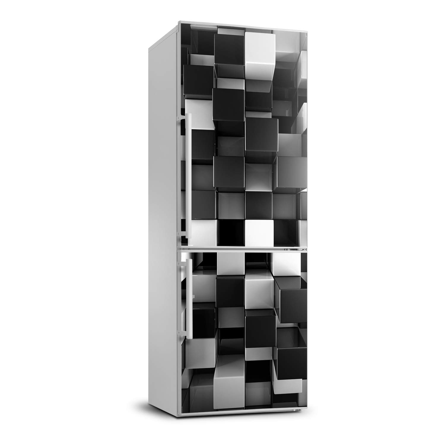Cubierta autoadhesiva cubos de la abstracción con diseño 3D para neveras de cocina 60x180