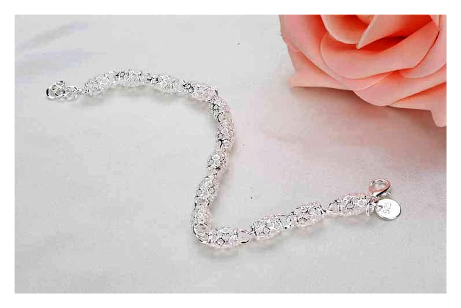 Bracciali Gioielli Bracciale in Argento da Donna Bracciale da Donna in Argento Sterling 925 con Perline vuote Perline