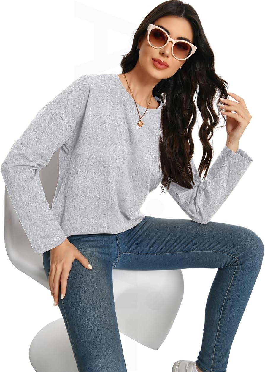 Auriviz Womens Long Sleeve Shirts Loose Fitted Crewneck Basic Tops Casual Tees Outfits Spring Clothes 2026 - Image 4