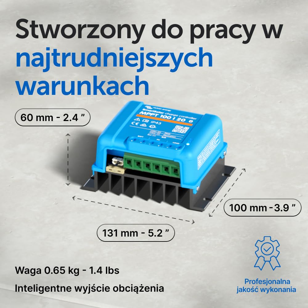 Victron Energy SmartSolar MPPT 100V 20 amp 12/24/48-Volt Kontroler Ładowania Słonecznego (Bluetooth)
