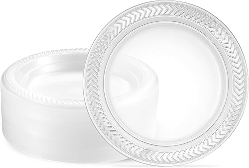 PLASTICPRO Paquete de 40 platos de plástico transparente de 6 pulgadas Platos de cena desechables de plástico duraderos para fiestas, eventos, BBQ