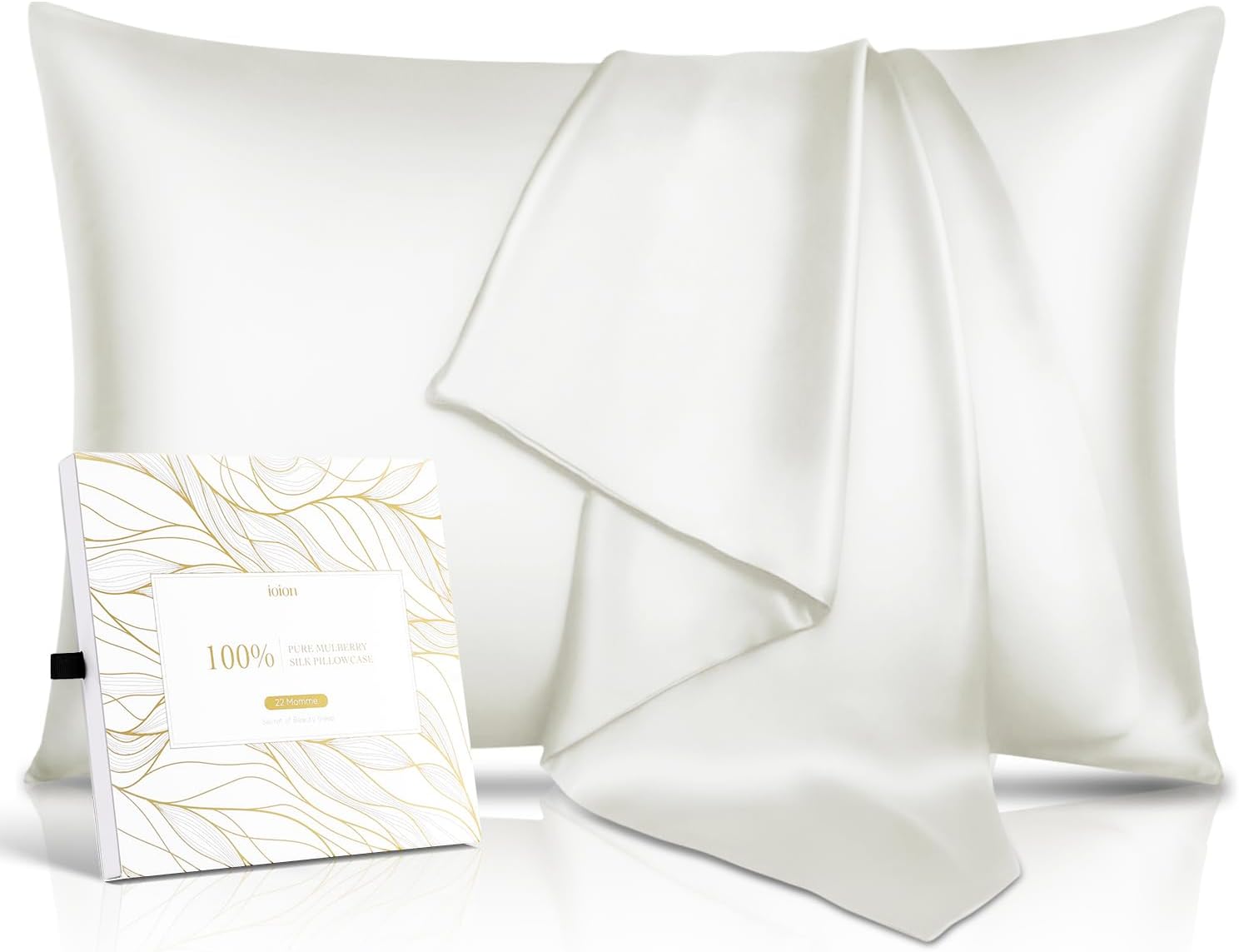 100% Pure Mulberry Silk Pillowcase for Hair & Skin - 22 Momme 6A High-Grade Fibers - Anti-Aging, Anti-Sleep Crease, Cooling Satin Pillowcases with Hidden Zipper, Best Gift Idea (Queen 20x30 Inches)