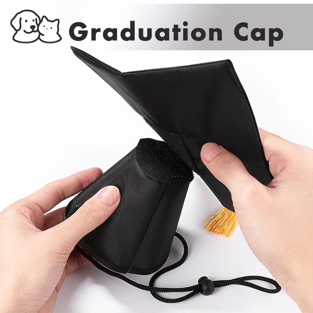 2026 Dog Graduation Bandana and Cap Set It was Ruff but We Did It Black Graduation Dog Outfits with Tassel Adjustable Graduation Cap for Small Medium Large Dogs Cute Pet Costume Photo Prop Cotton - 5