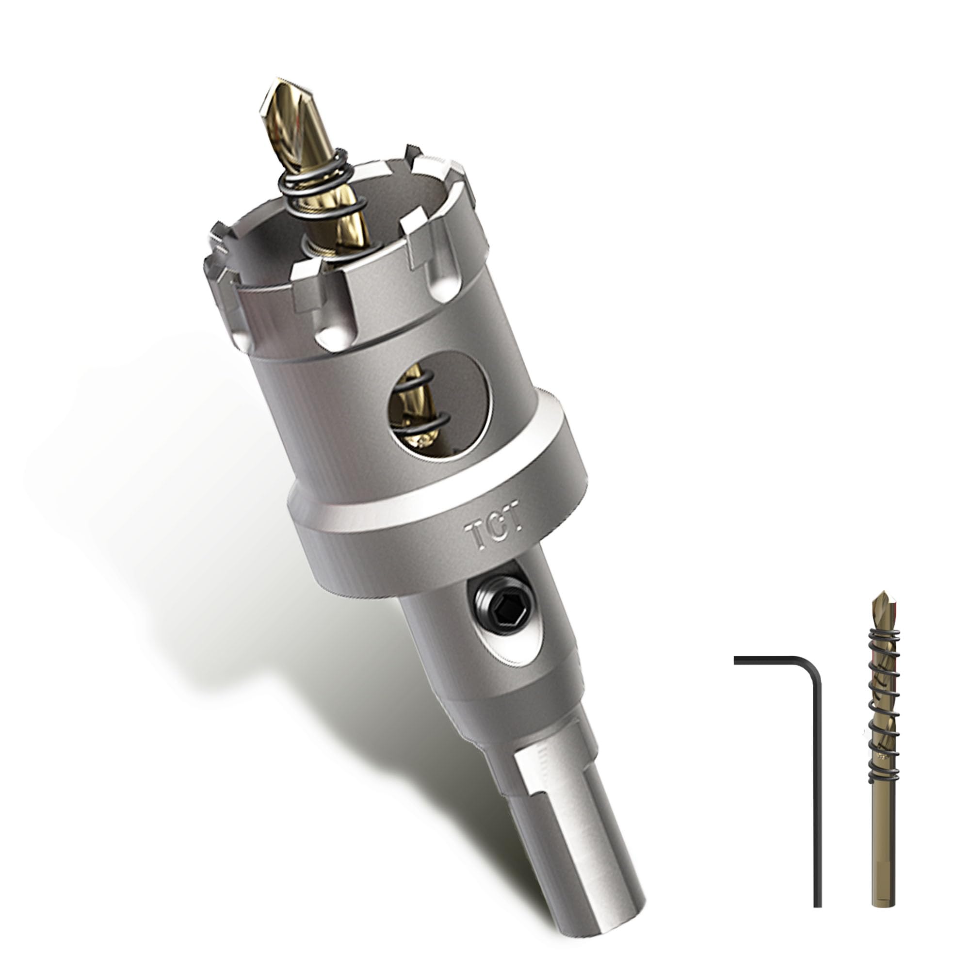 32mm TCT Hole Saw Tungsten Carbide Tipped Metal Hole Cutter for Stainless Steel Aluminium Wood, with Hex Key & Pilot Drill Bit