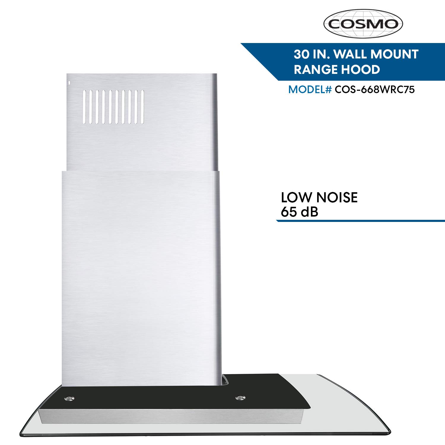 Cosmo COS668WRC75 Wall Mount Range Hood with Ducted Exhaust Vent, 3