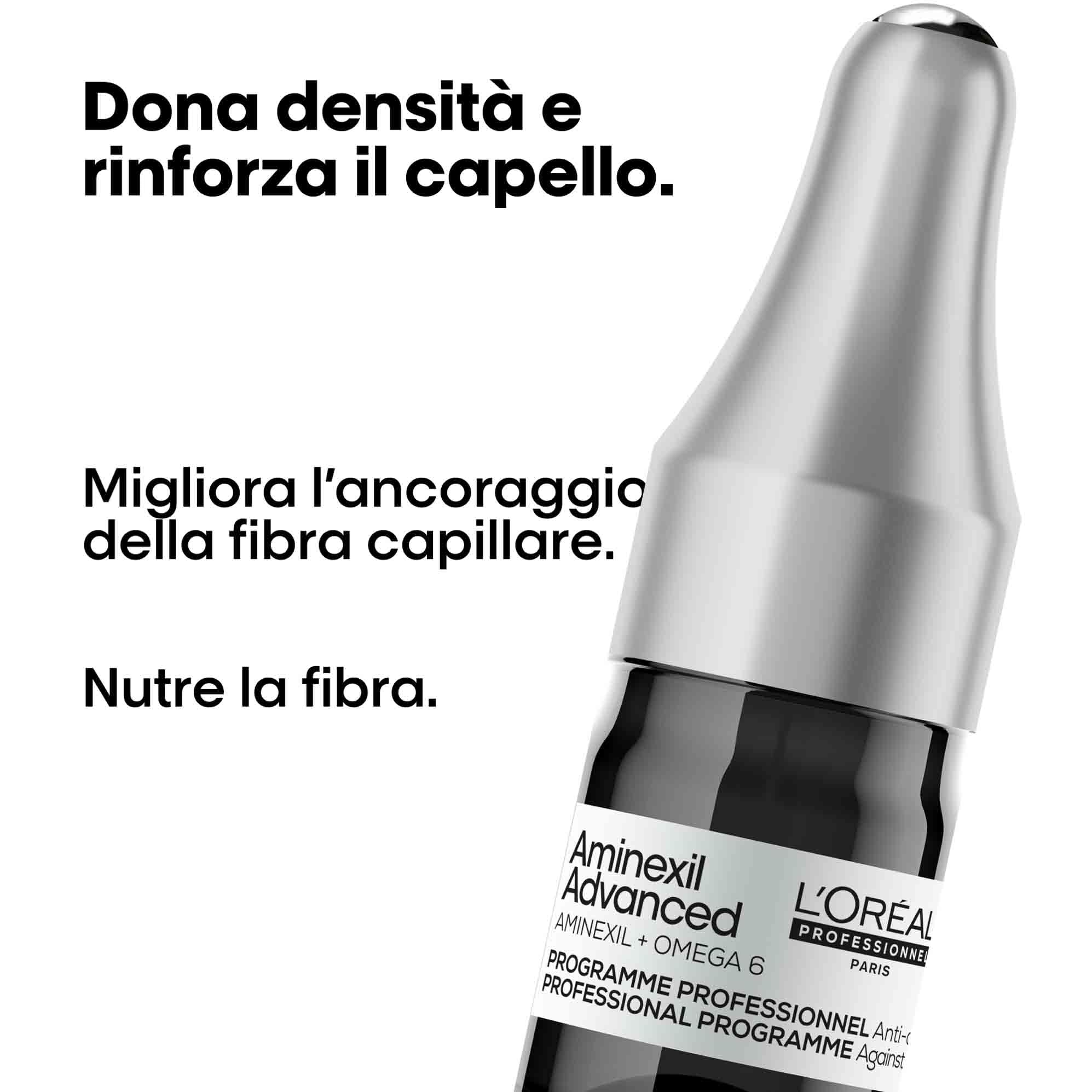L'Oréal Professionnel, Fiale Contro la Caduta dei Capelli, Mantenimento, Ancoraggio dei Capelli Migliorato, Attività alla Radice Stimolata, Aminexil Advanced, 42x6ml