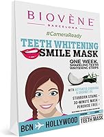 Vista 1 de Biovene Tiras blanqueadoras de dientes con máscara de sonrisa - con carbón activado y aceite de coco, apto para veganos, 14 tiras