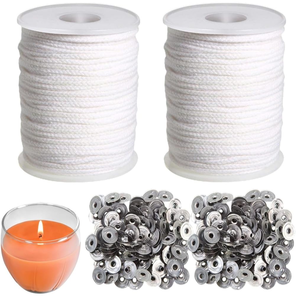 Vjsujehgy Cotton Wicks 200ft for Candles Making, B-Raided Candle Wax Wicks Core Spool for Oil Lamps, for Candles Making Supplies