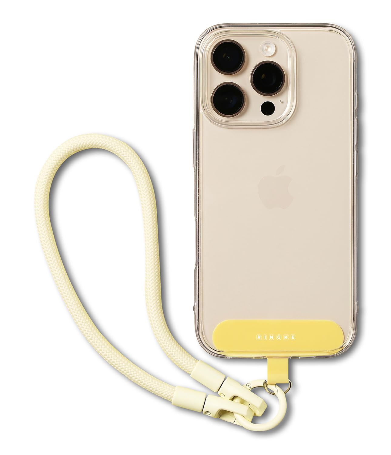 Ringke Unisex Butter Yellow Holder Link Flow Hand Strap [U Type] With Tpu Tether Tab, Adjustable Tangle-Free Polyester Sturdy Rope Wrist Loop With Carabiner Compatible With Universal Smartphone Case, Etc.