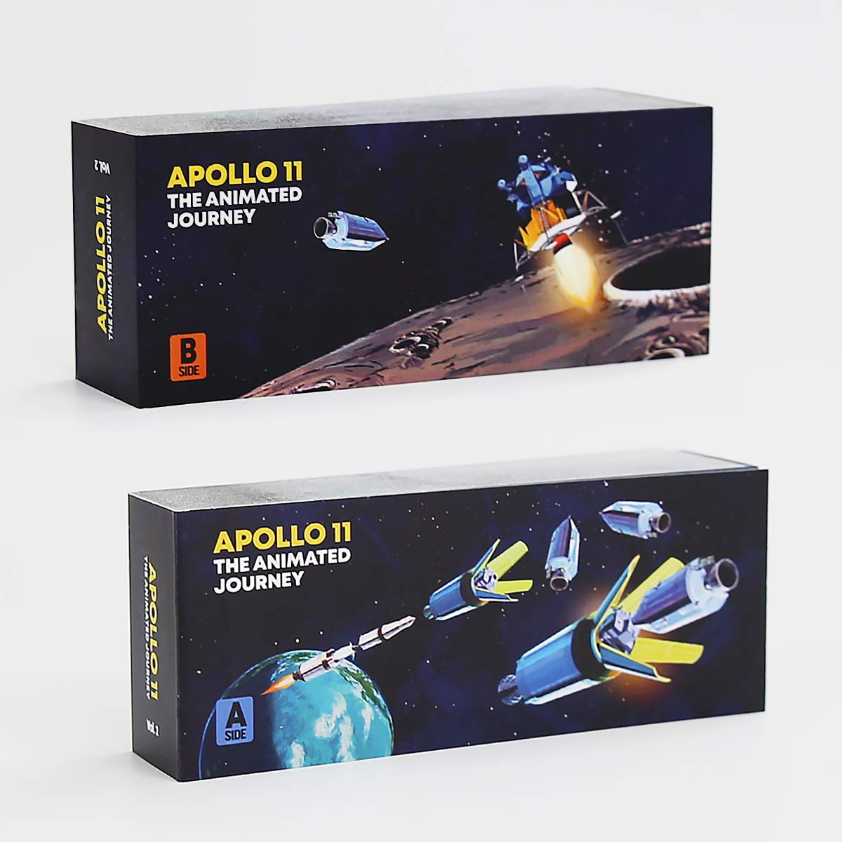 Flipboku Apollo 11: The Animated Journey - Vol 2 - cleveres Daumenkino mit 6 animierten Bildsequenzen der ersten Mondlandung - mit Augmented Reality 3D Modell der Mondlandefähre