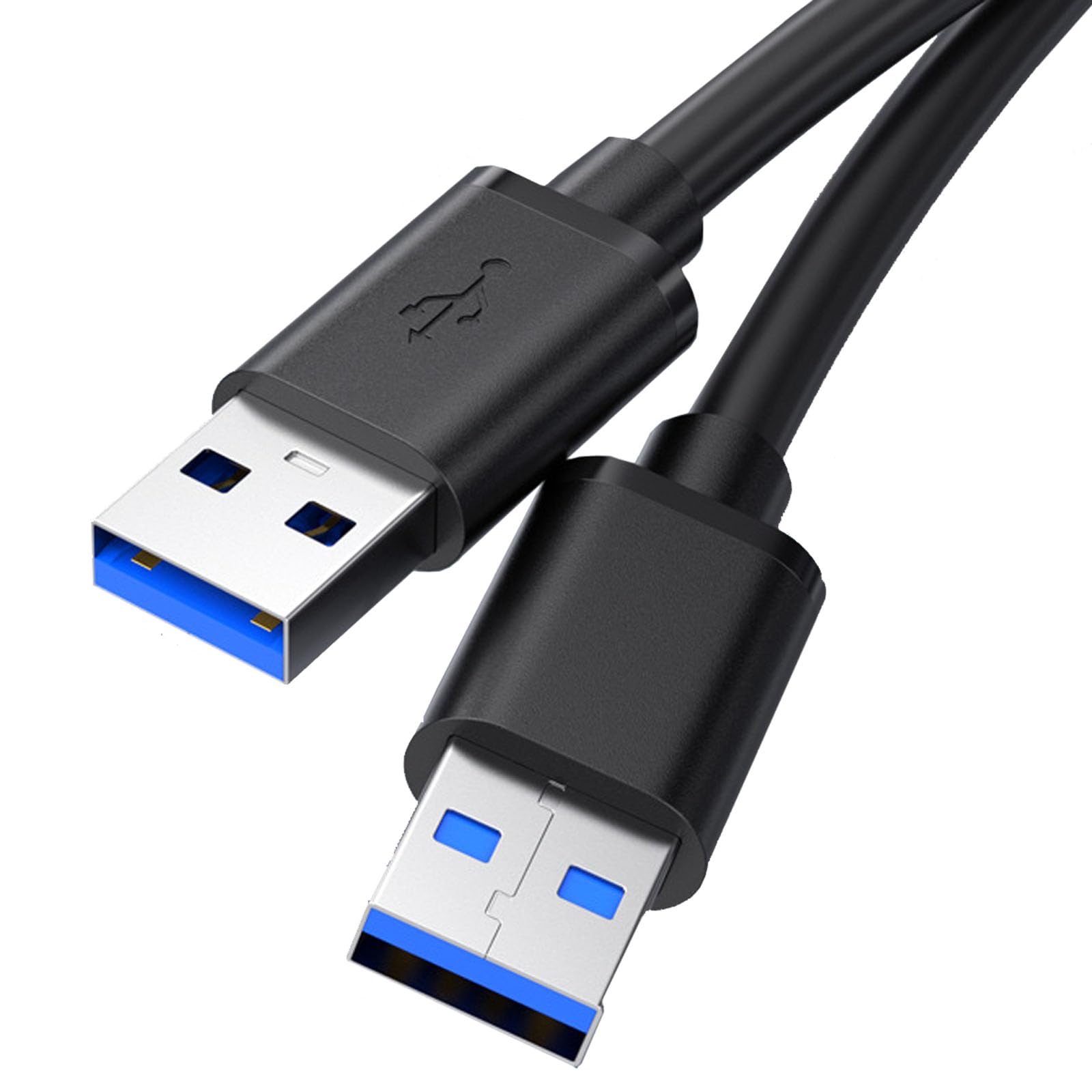 USB 3.0 ケーブル タイプA-タイプA オス-オス 金属コネクタ搭載 データライン ノート HDD、TV Box、カメラ、DVDプレーヤー、プリンタ、モデムなどと互換性あり 用 0.3m (ブラック)