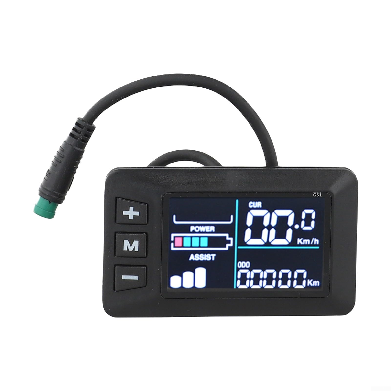 E-Bike Display, G51 for SMART LCD Meter Electric Scooter Speed Display 5 Pin Waterproof Connector for Electric Vehicle(Colour screen)