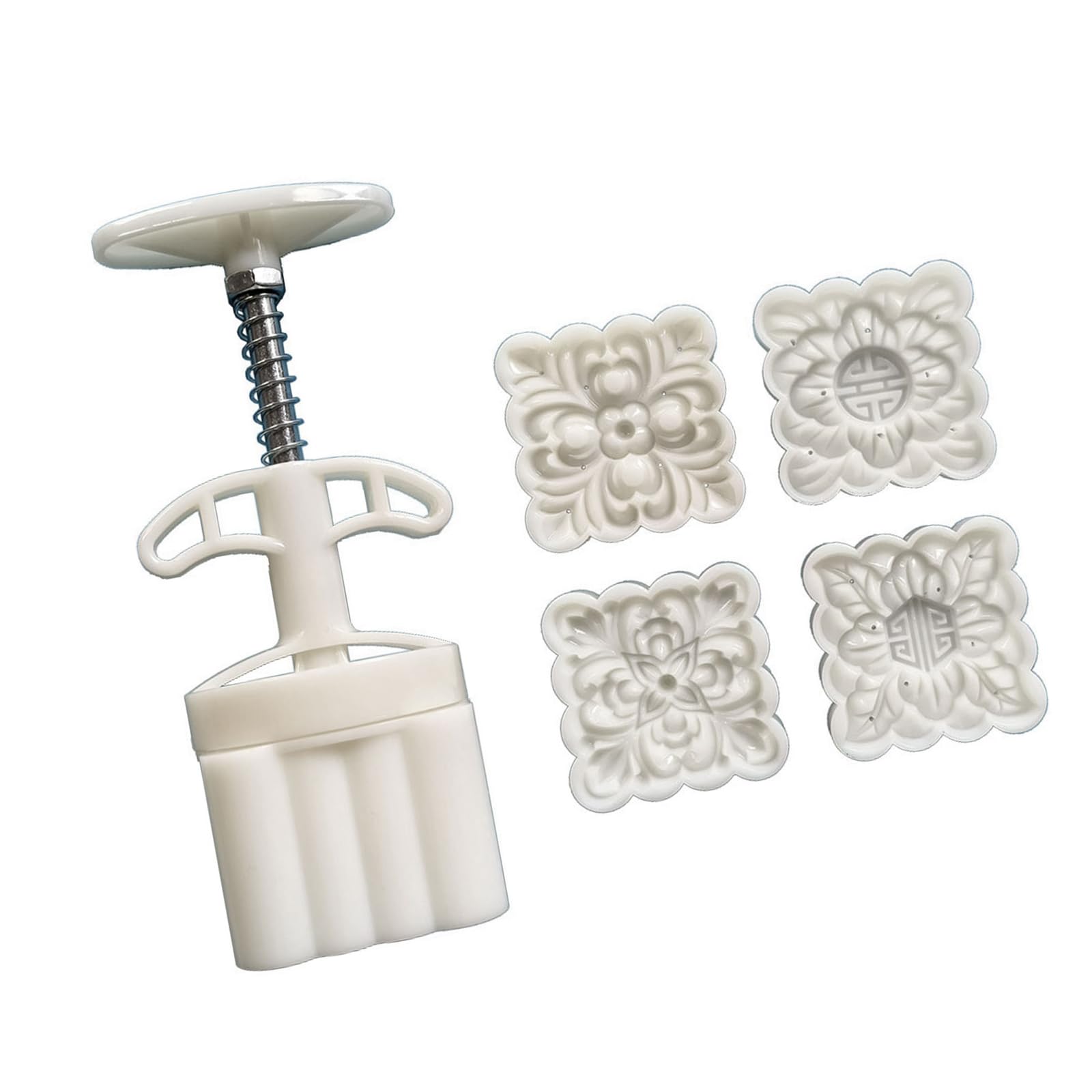 Ldabrye Cookie Stamp 3D Square Flower Pattern Dessert Molds Hand Pressure Dessert Maker Baking Tool for MidAutumn Festival