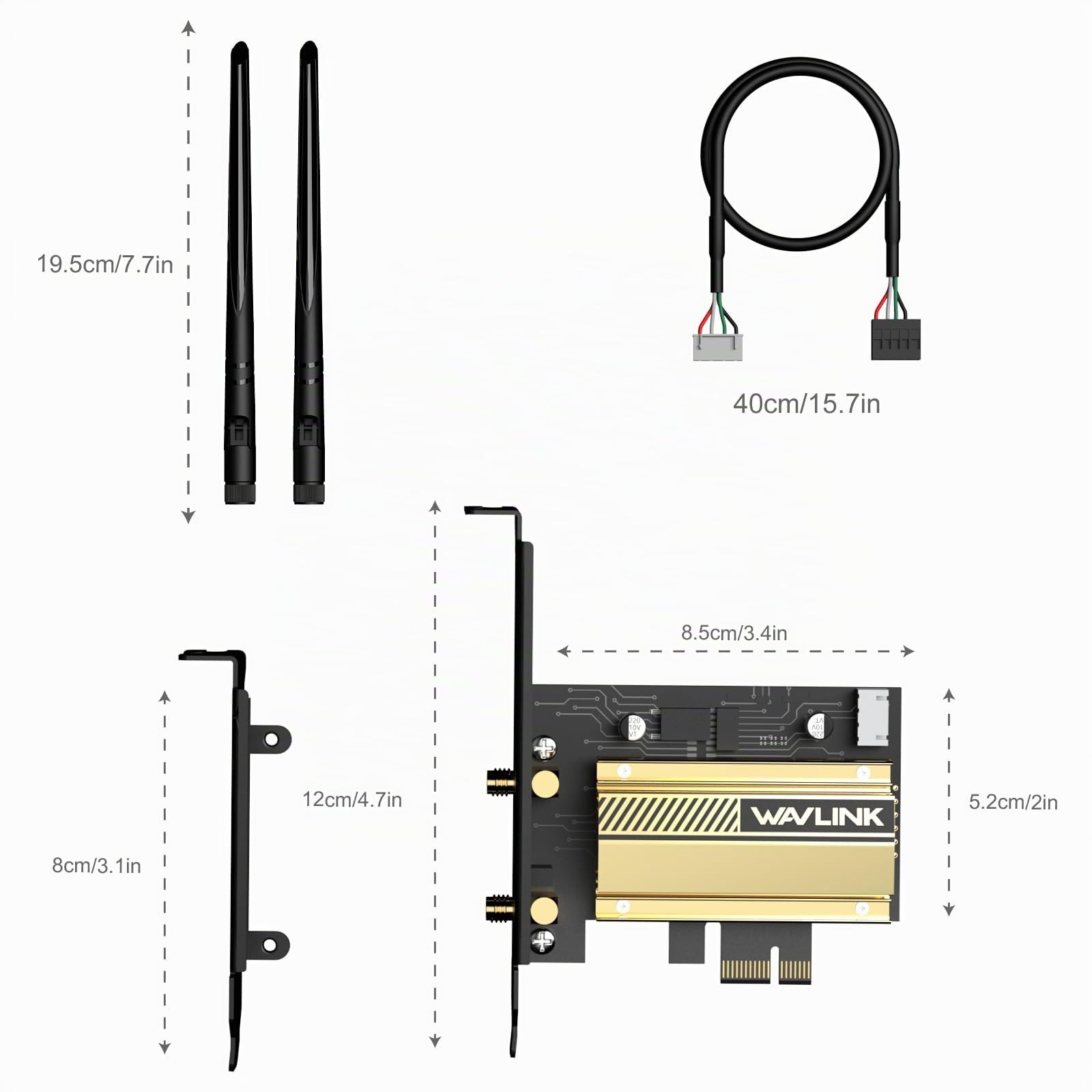 Scheda WiFi WAVLINK 5400Mbps WiFi 6E AX210 Tri-Banda MU-MIMO WPA3 OFDMA Bluetooth 5.3 Low-Profile Coolant Adattatore PCI Express