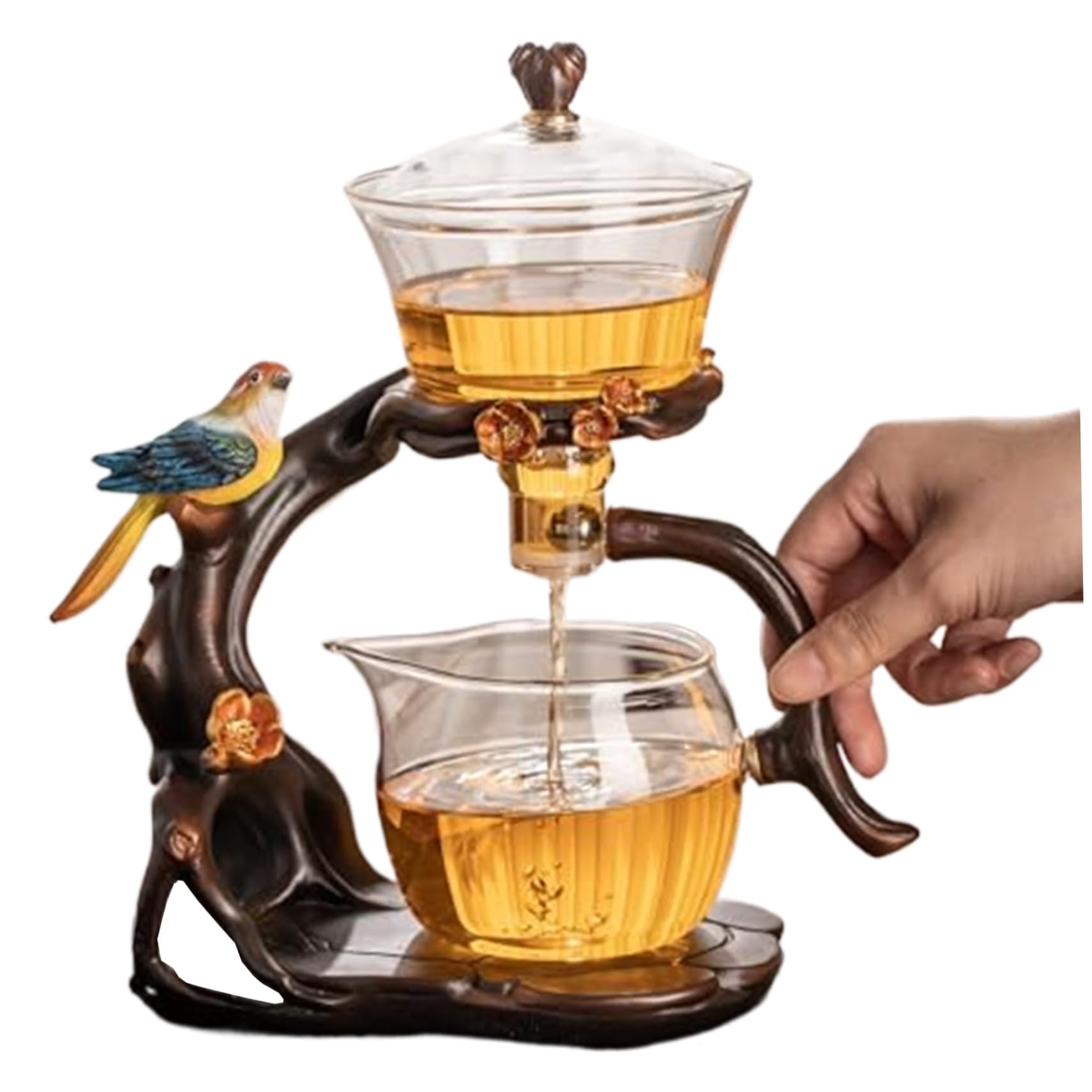 Teiera magnetica, set di tè semi -automatico, teiera magnetica in vetro borosilicato alto con infusore, 300 ml+460 ml di teiera magica, 7.8x4.9x10.4 set da tè Kung Fu per l'ufficio di casa, teapot ma