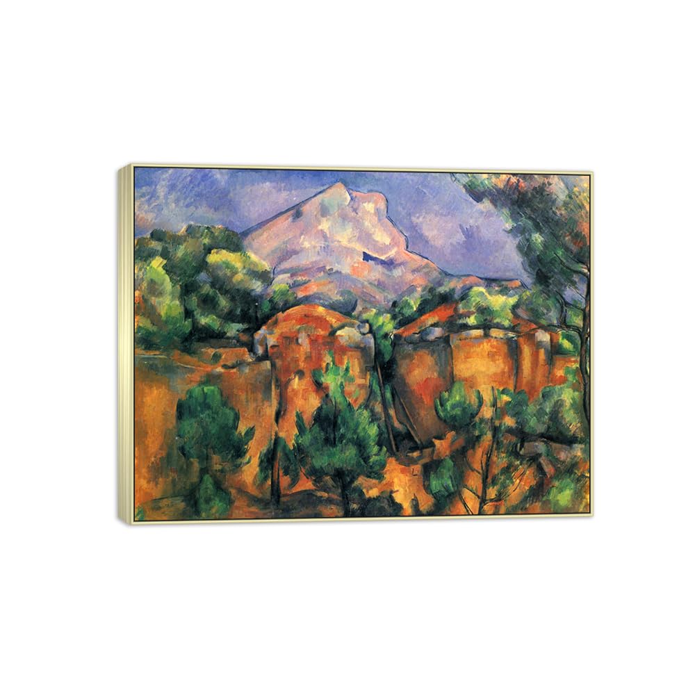 SDYSKKUG Canvas Wall Art Picture Decor Mountain 3 by Paul Cezanne 50x40cm Silver Frame