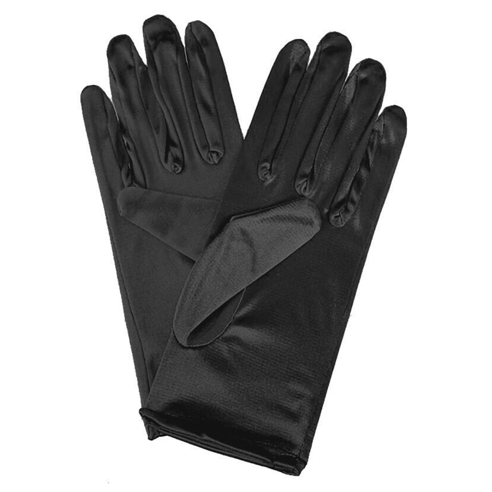 Lansonee Unisex Black 1 Pair Short Satin Gloves Women's Gown Gloves Vintage Opera Wedding Banquet Dress Glove For Party Dance