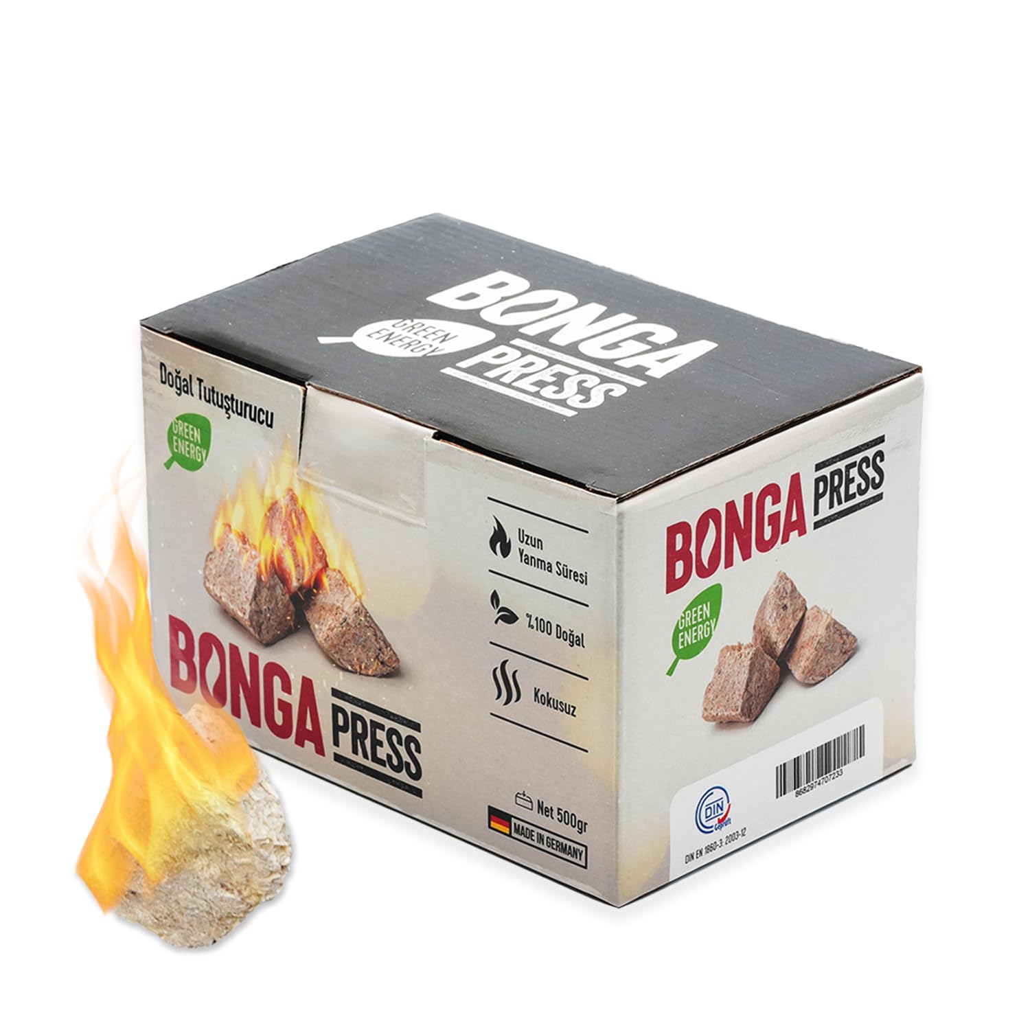 BONGA Soba, Şömine, Mangal Tutuşturucu 35 Adet 500 gr - Jel Ve Çıra Alternatifi Doğal Odun Yünü Pres