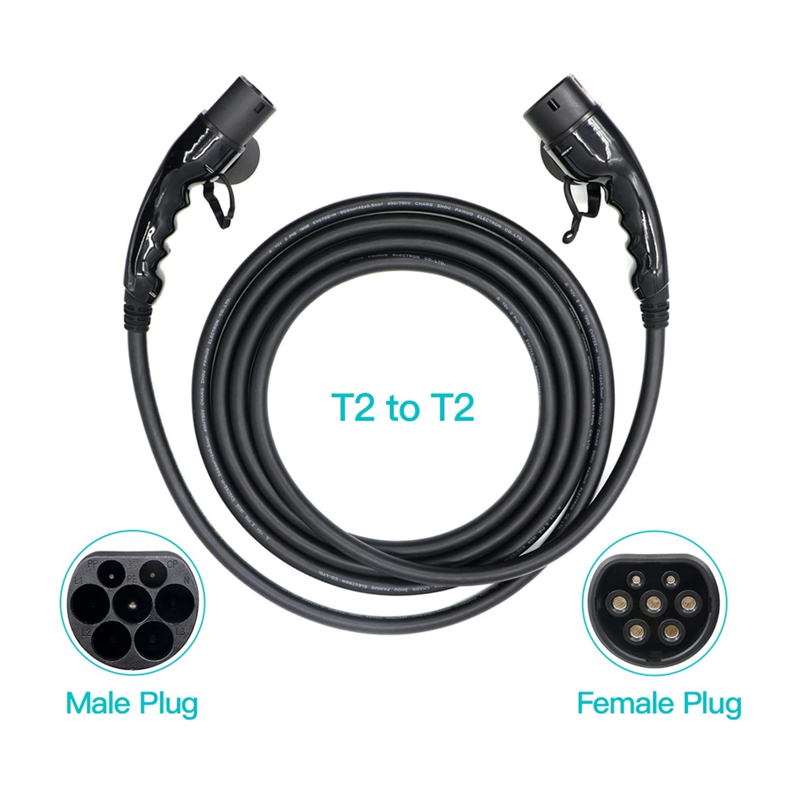 32A 22KW EV Cavo Caricabatterie Tipo 2 Stazione di Ricarica Rapida Maschio A Tipo 2 Auto Femmina Standard IEC for Veicolo Elettrico Ricarica Sicura(11KW-3.5Metre)