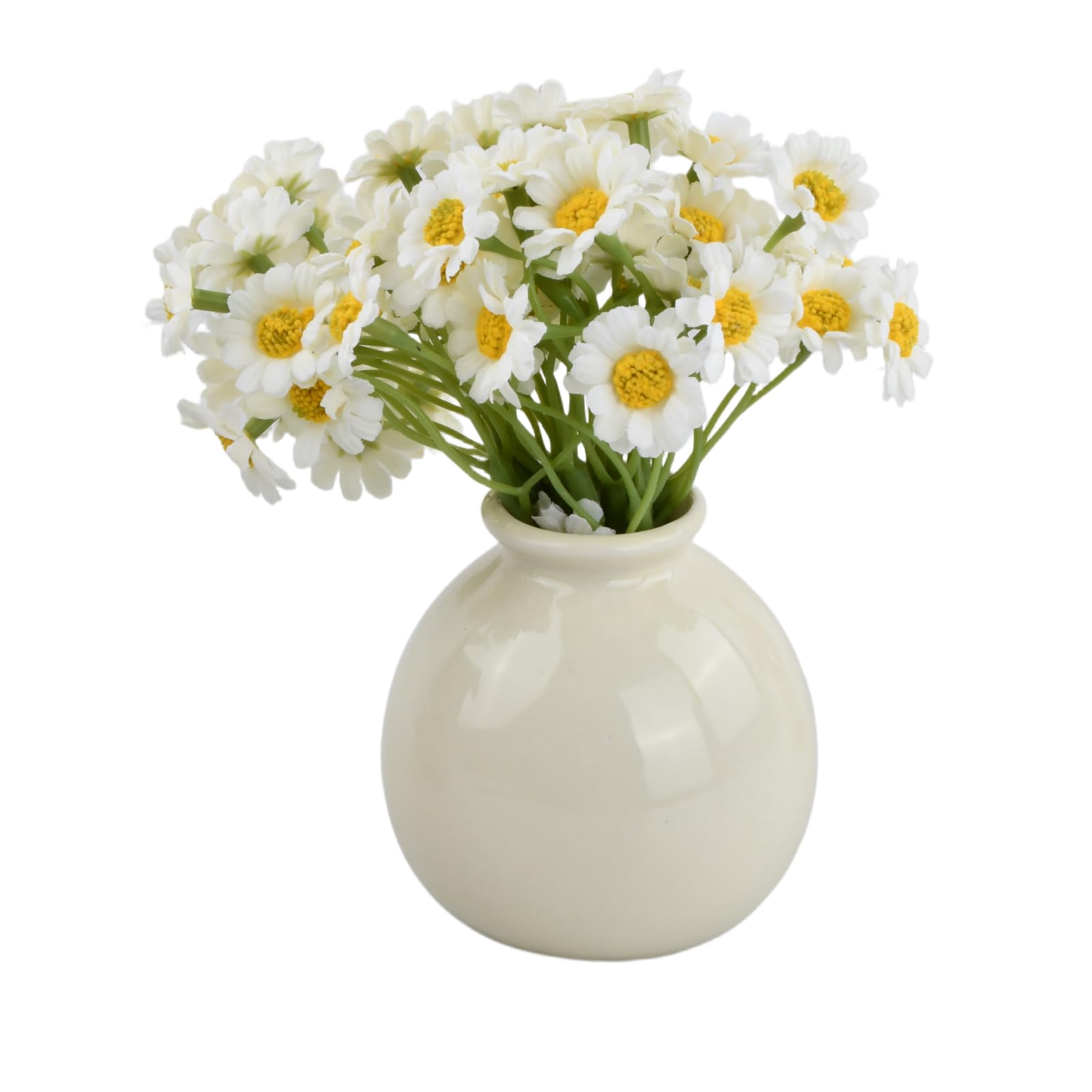 Flores Artificiales en Florero, Flores Artificiales Decorativas con Jarrones, Rosa, Margarita Falsas en Florero para Decoración de Hogar, para Fiestas, Oficinas,Decoración del Hogar (Margarita)