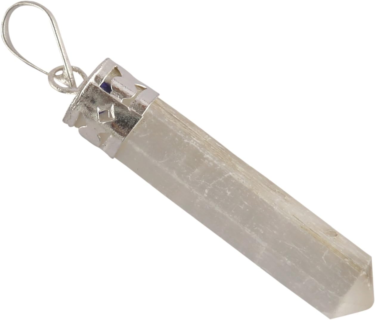 Spiritual Elementz White Gemstone Chakra Charm pointed Pendant (Height-4 Centimeter) Unisex for Healing