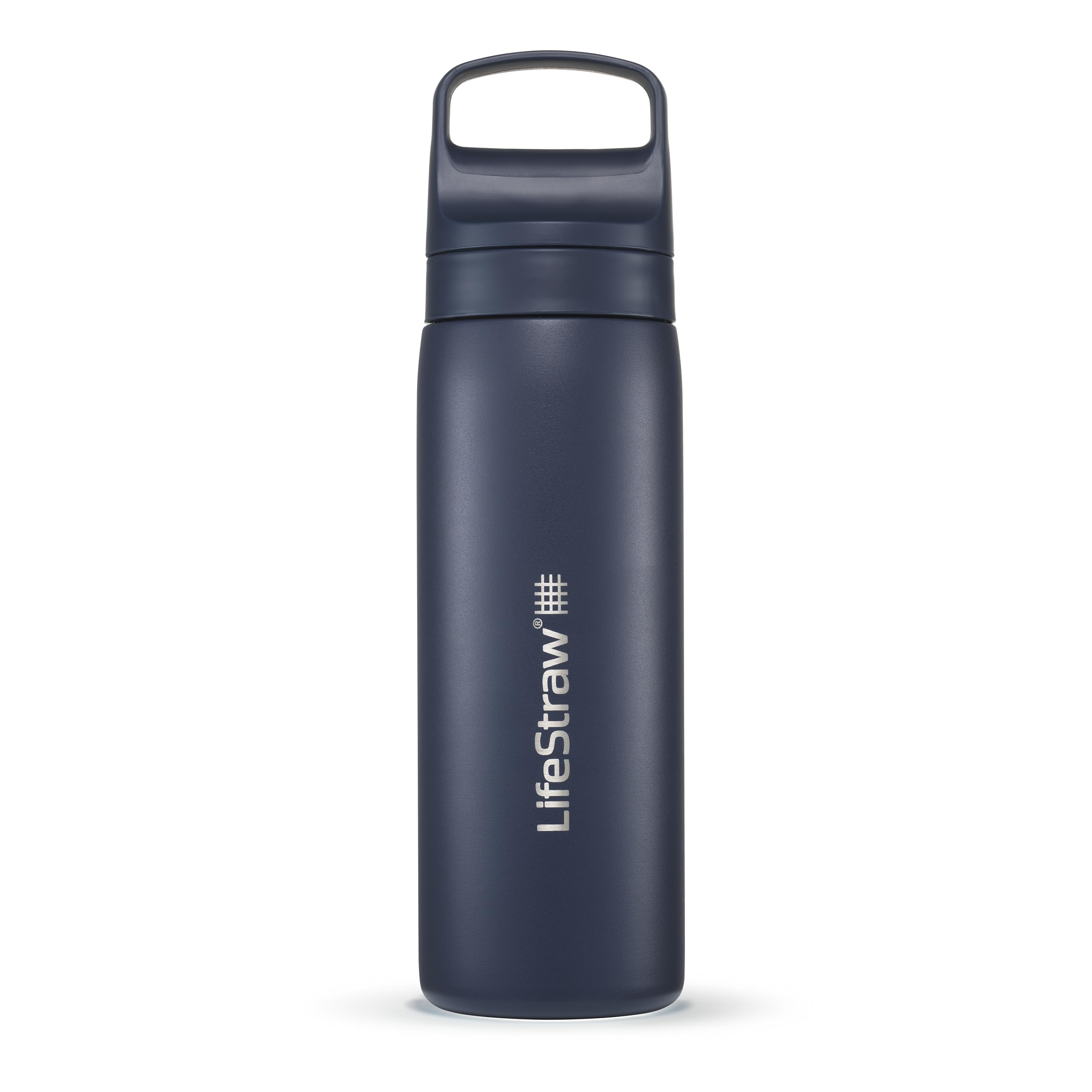 LifeStraw Go Series – Double Wall BPA-Free Vacuum Insulated 18 oz Stainless Steel Water Filter Bottle for travel and everyday use; Aegean Sea