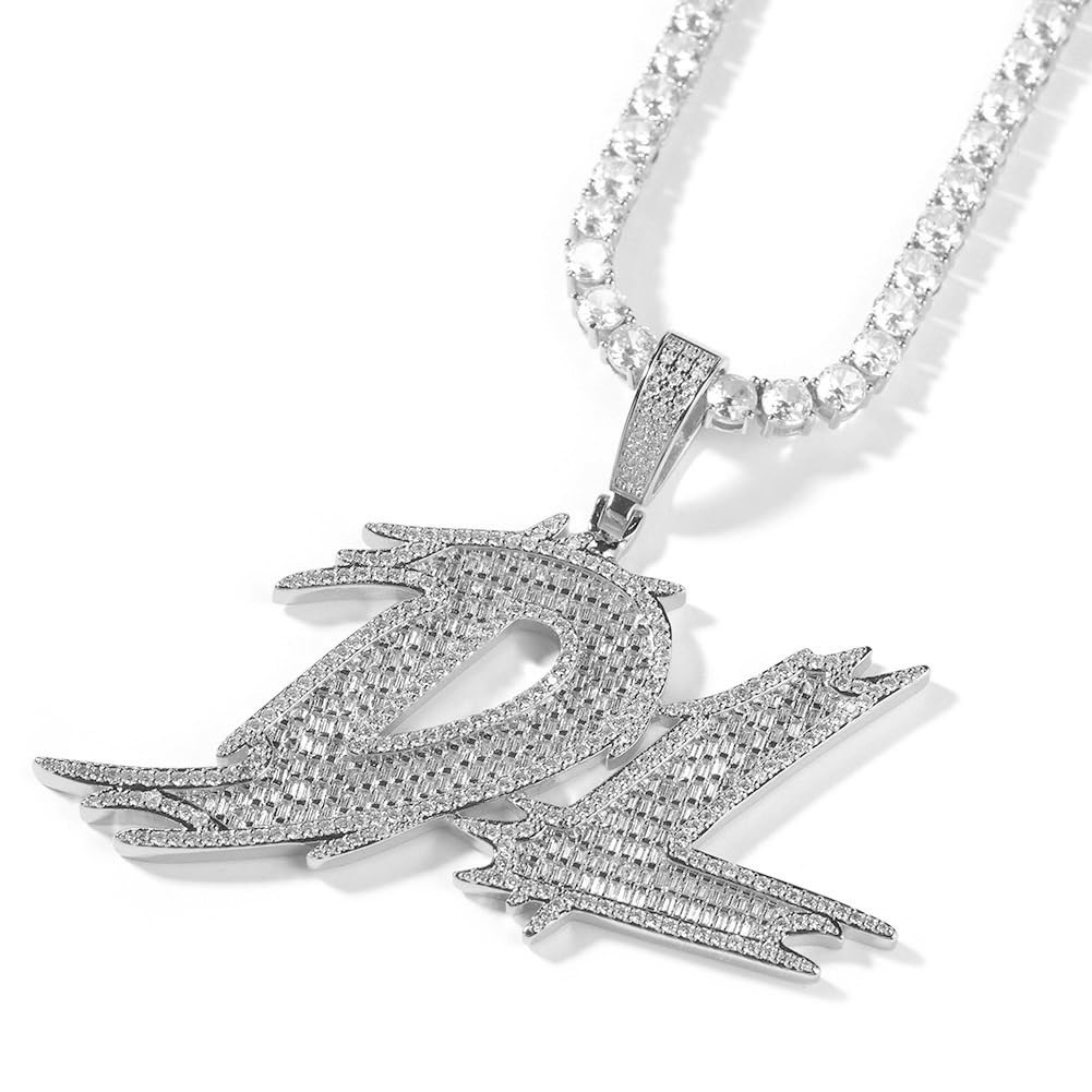 Collana Iced Out con ciondolo personalizzato a lettere grandi, collana con nome personalizzato per uomo, placcata in oro 18 carati con zirconi 5A ciondolo con iniziale dell'alfabeto