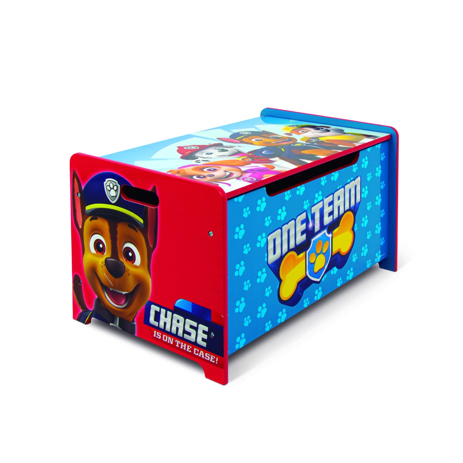 ARDITEX - Banco juguetero de madera de La Patrulla Canina (de Nickelodeon) - 62.5x40x37cm - Color azul - Ideal para almacenar juguetes, ropa o cosas en un dormitorio infantil