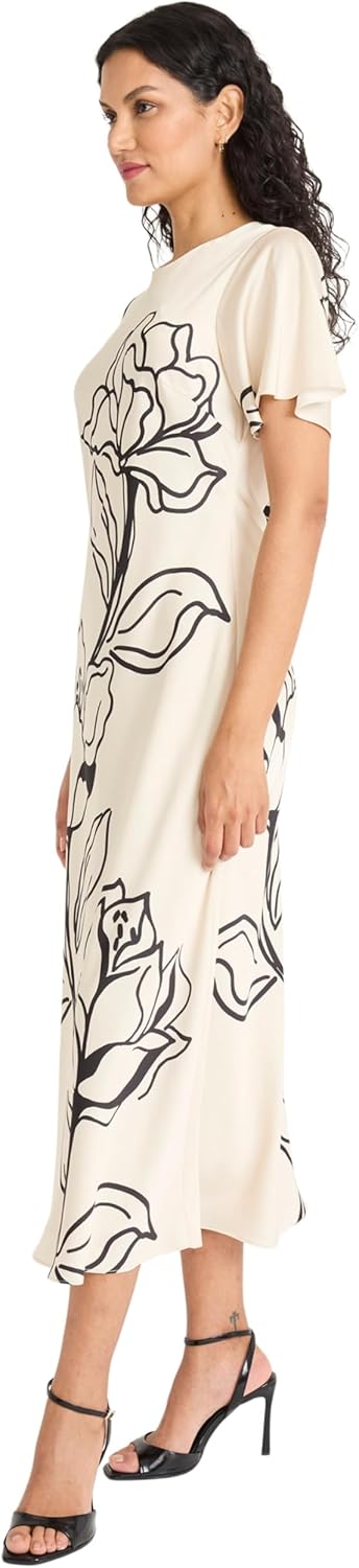 Maggy London Womens Short Sleeve Round Neck Shift Dress - Midi Floral Wedding Guest Dresses - Image 2