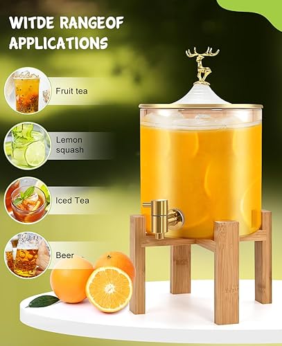 Miniatura 4 de Lsgddm Dispensador de bebidas, dispensador de bebidas de vidrio de 1.32 galones con soporte, dispensador de bebidas de vidrio con grifo,