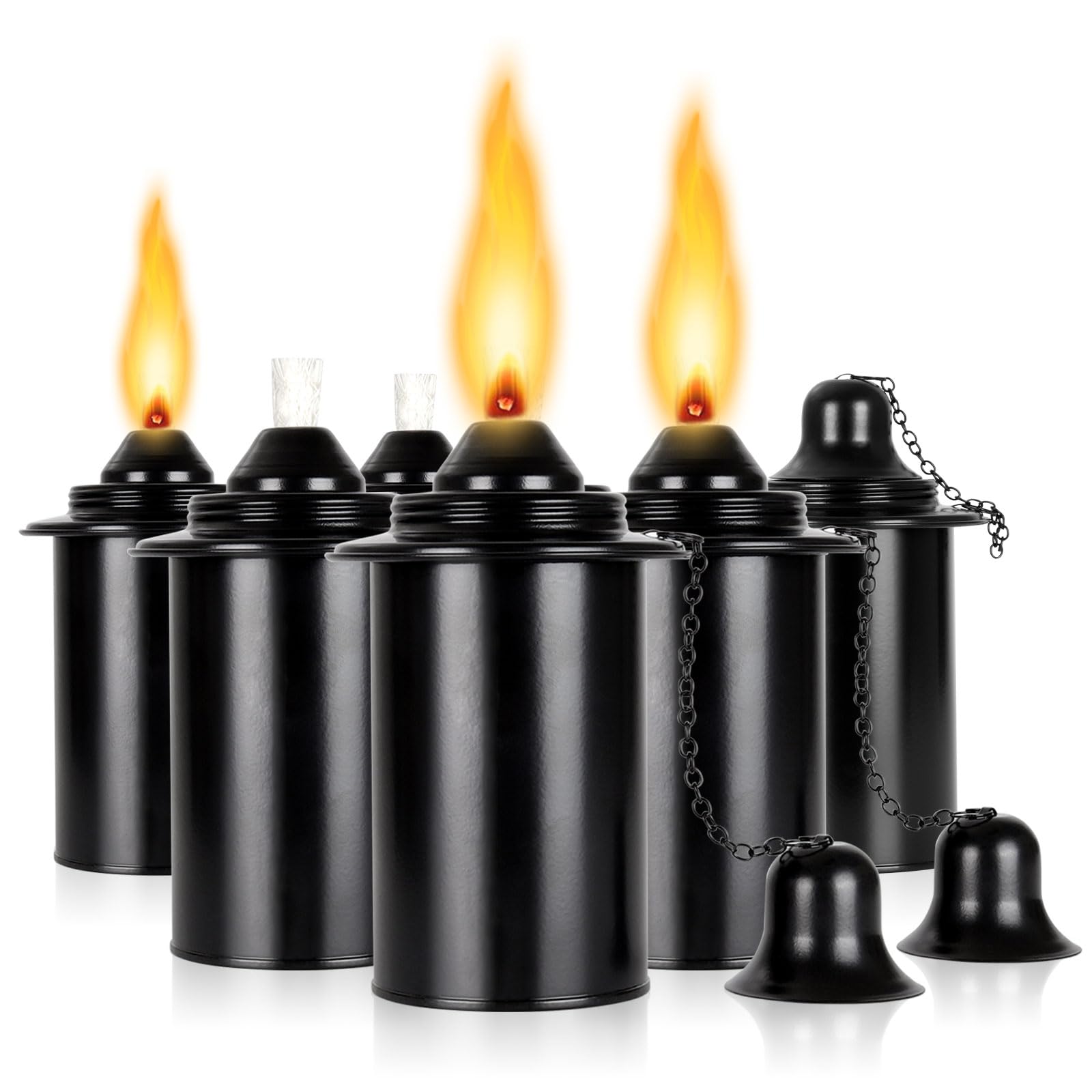 Botes de repuesto para antorcha de 12 onzas, linternas de bambú recargables, recipiente decorativo de repuesto para patio, terraza, jardín, fiesta, tapa de tierra (12 onzas, 6 unidades)