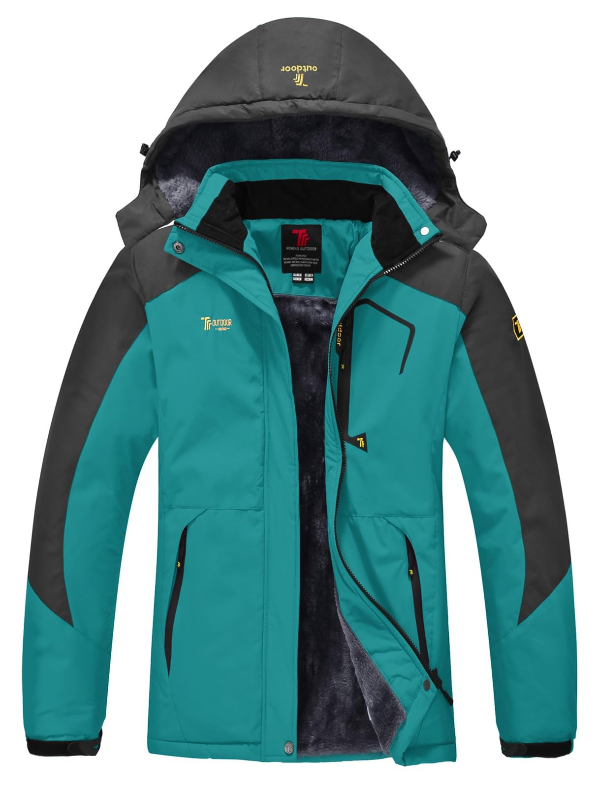 Rdruko Skijacke Damen Wasserdicht Winterjacke Snowboardjacke mit Kapuze | Winddicht Schneejacke mit Kapuze Atmungsaktiv Softshelljacke Fleece Gefüttert Verdickt Wanderjacke Winter Outdoor Jacken
