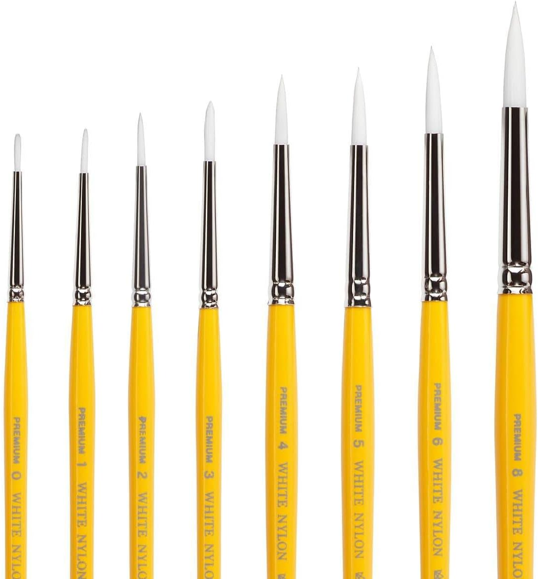 KINGART White Nylon 7950 Gold Grip Round Artist Brushes for Watercolor, Acrylic, Face Painting, Body Art, Fabric, Canvas, Wood & Glass
