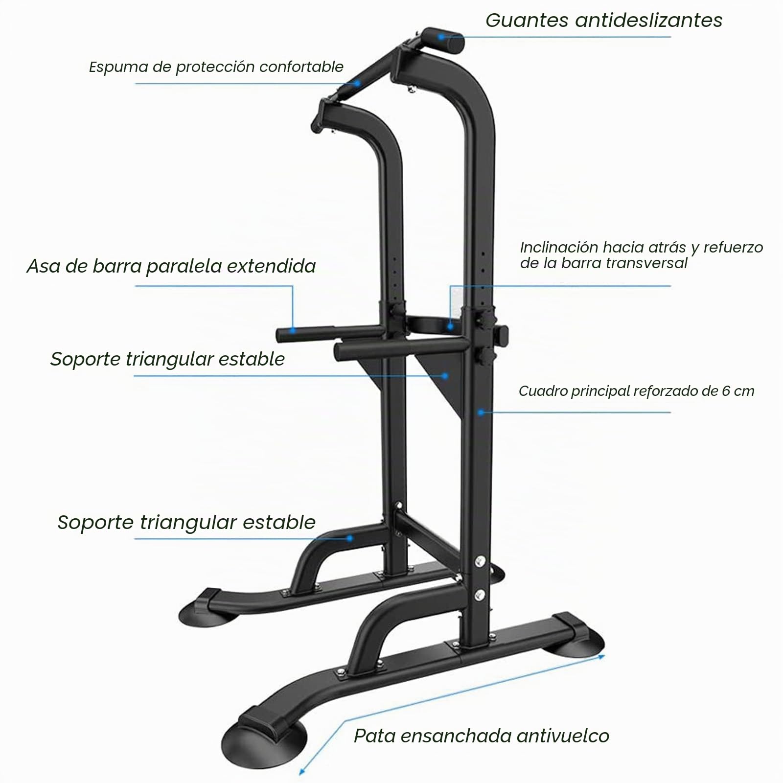sogesfurniture Power Tower Estación de Dominadas, Torre Multifuncional de Altura Ajustable Torre Gimnasio
