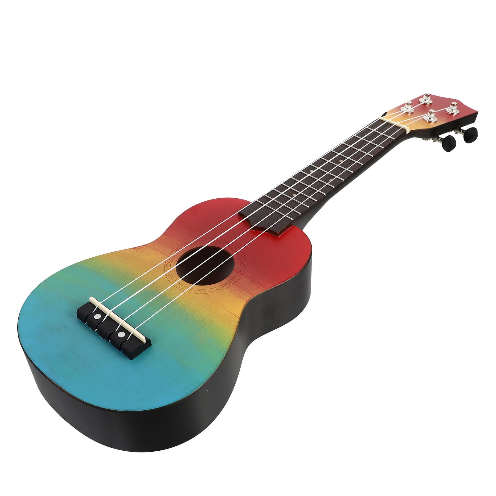 PRETYZOOM Ukelele de Madera Pintado a Mano de 21 Pulgadas Tono Excelente y Acabado Diseño Arcoíris Adecuado como Obsequio Educativo Musical para Niños