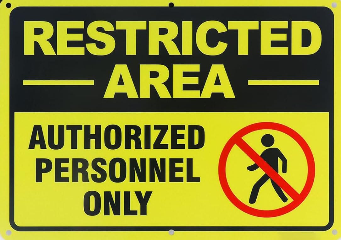 Restricted Area - Authorized Personnel Only Rust-Free Aluminum Warning Sign - Weather Resistant, Waterproof, Easy to Mount for Lab, Factory, Security Zone, Indoor/Outdoor 8x12 inch​