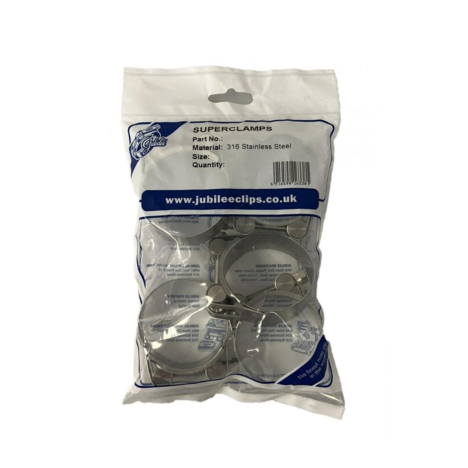 Collier de serrage 360° Jubilee Superclamp JSC028SS316 en inox marin pour tuyau 26-28mm