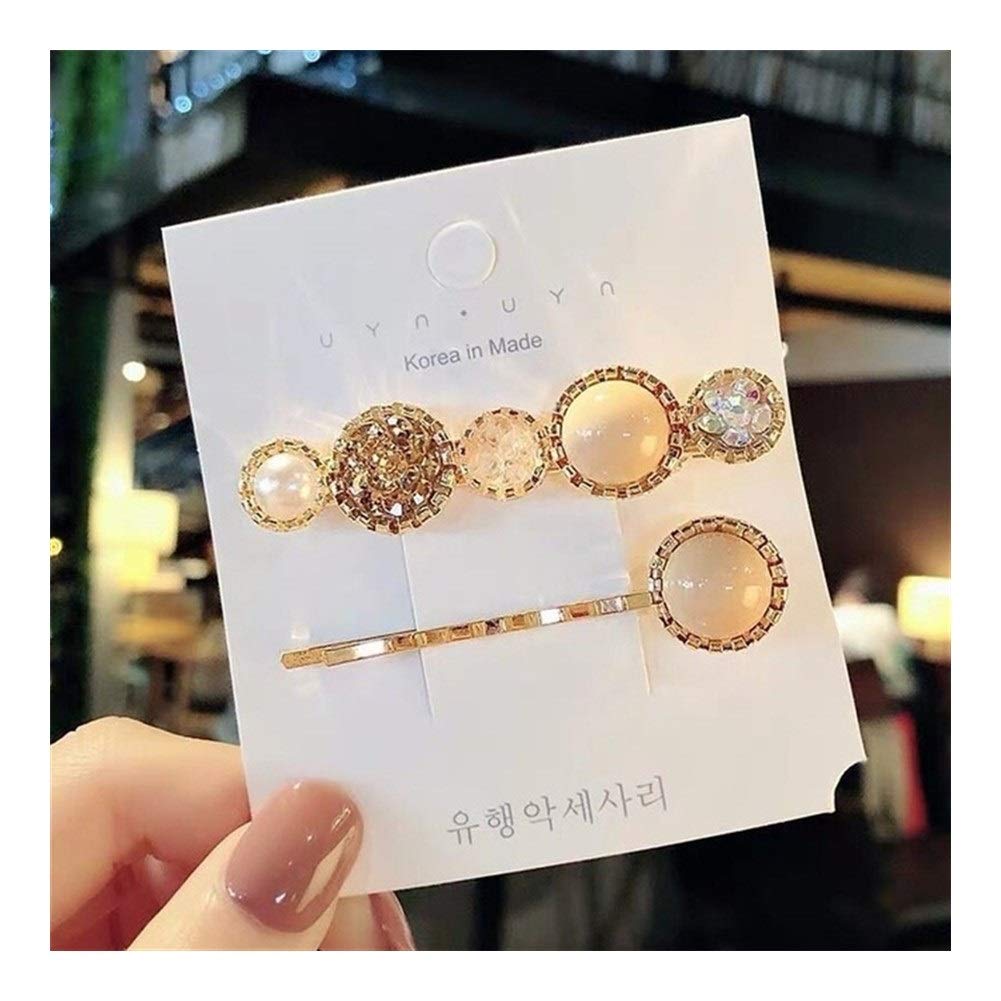 chenran Fashion Pearl Rhinestone Hair Clip Girls Snap Hair Barrette Stick Hairpin Hair Styling Accessories For Women Girl Hair Clips (Color : 04)