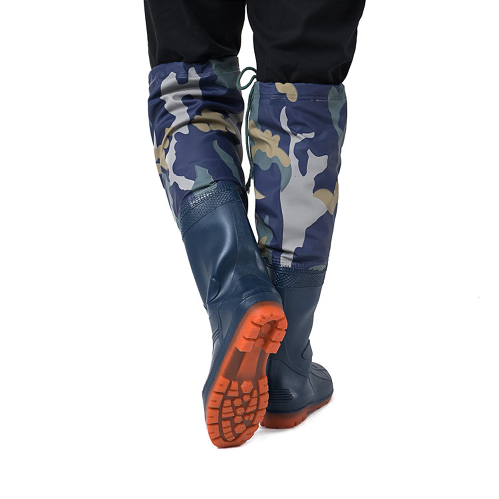 Stivali da Pioggia Extra Alti da Uomo Trampolieri Resistenti all'Usura Fondo Addensato Scarpe da Acqua in Gomma PVC/Nylon Stivali da Pesca Casual Stivali da Caccia Impermeabili
