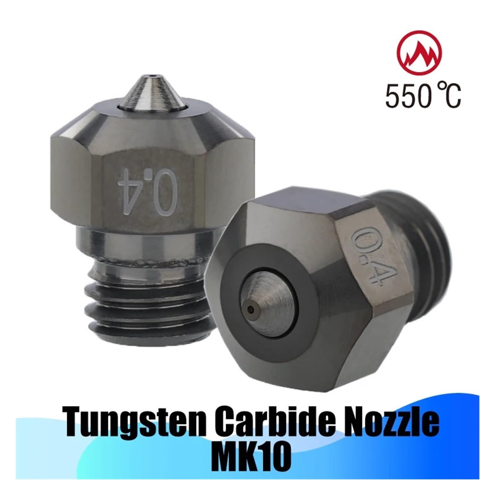 Boquilla MK10 Carburo Tungsteno Compatible con Flashforge Creator Pro X | Material resistente al desgaste, uso a altas temperaturas, extrusión precisa, accesorio hotend(0.4mm)