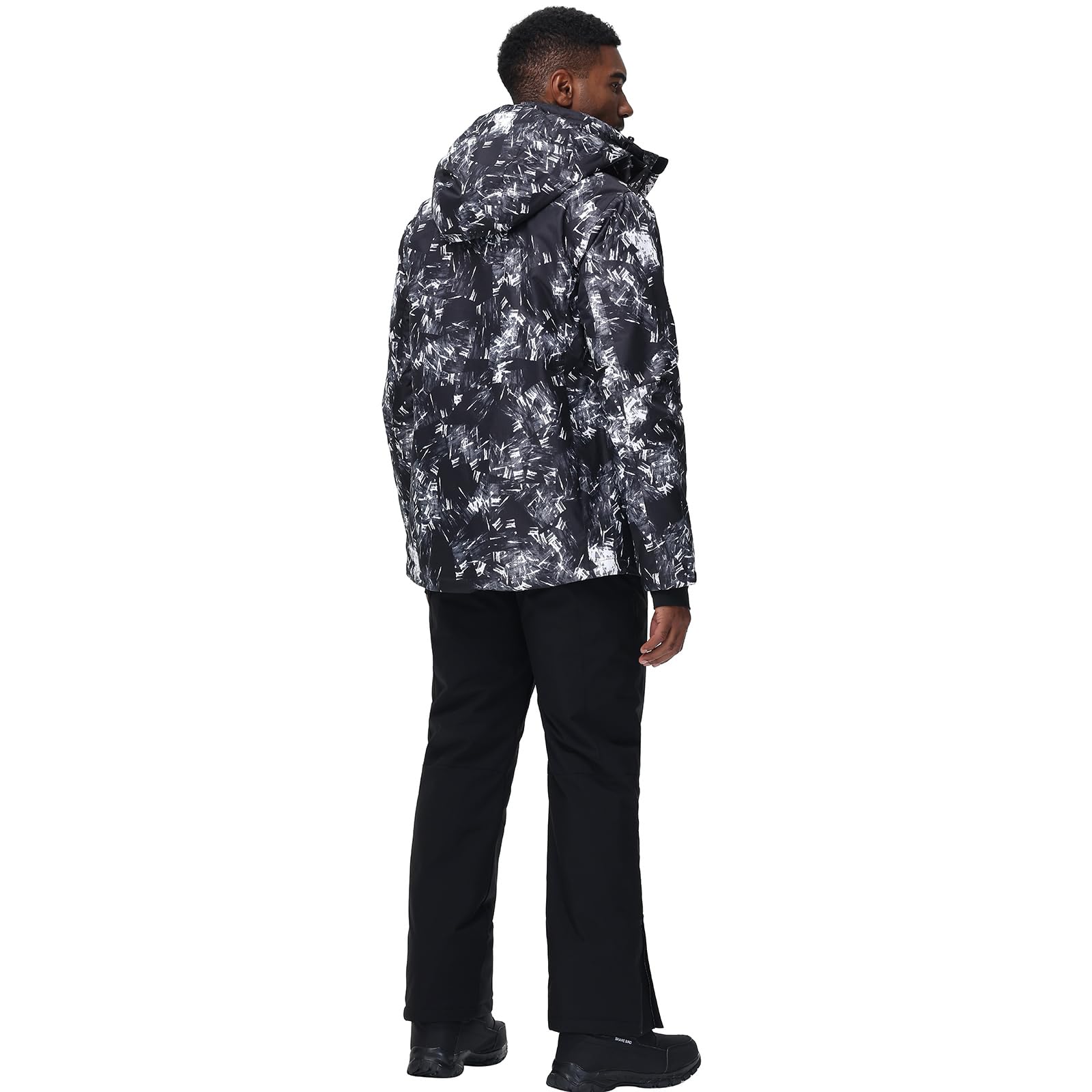 HOTIAN Ensemble veste et pantalon de ski pour homme - Ensemble d'hiver chaud - Ensemble de ski - Imperméable - Coupe-vent