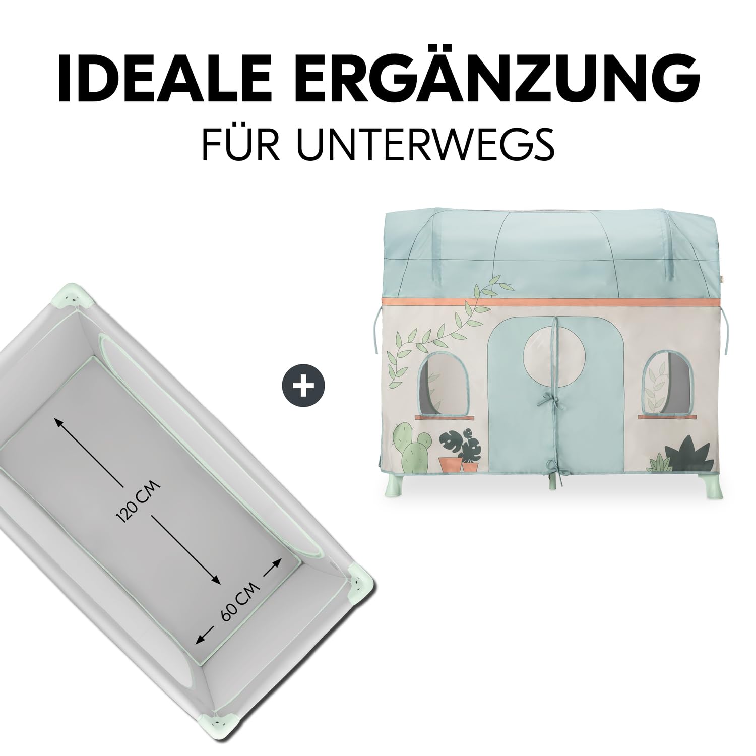 hauck Travel Bed Cover, Plants - Spielzelt Überwurf für Kinderreisebetten mit Einer Liegeflächenbreite von 60 cm - Kompatibel mit Dream N Play Plus, Sleep N Play Go Plus, Play N Relax Center