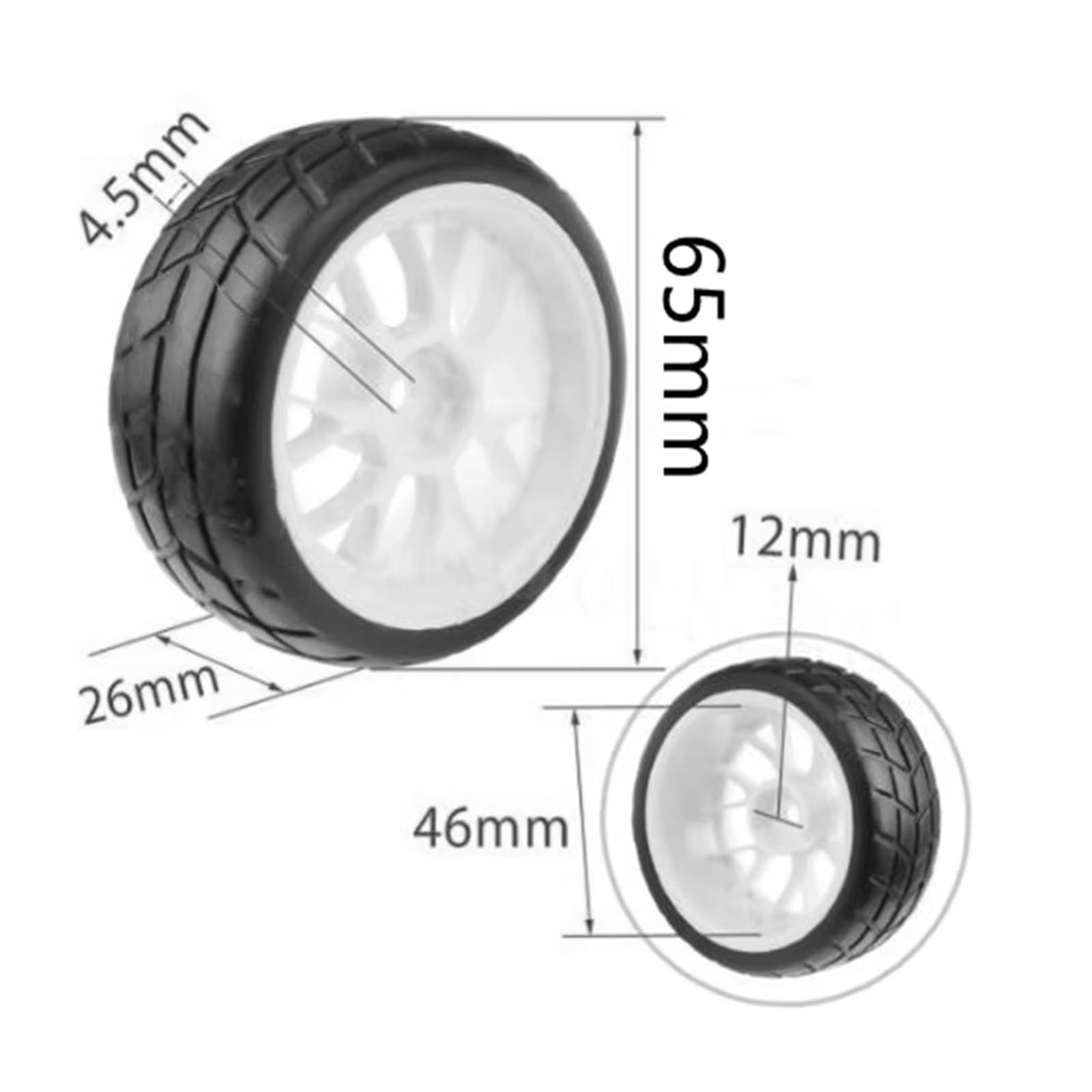 Per HSP Per HPI Per Traxxas Per TRX4 Per TRX-4 Per Tamiya Accessori 4 Pezzi 65 * 26mm Pneumatici Per Auto RC Pneumatici Su Per Strada E Ruota Esagonale 12mm Ruote
