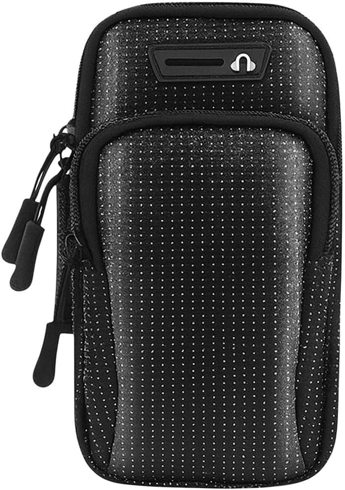 Braçadeira Porta Celular Esportiva Universal para Corrida, Academia e Fitness - Bolsa de Braço Leve, Resistente ao Suor, Dois Compartimentos com Zíper, Saída para Fone de Ouvido - Seguro e Refletivo.